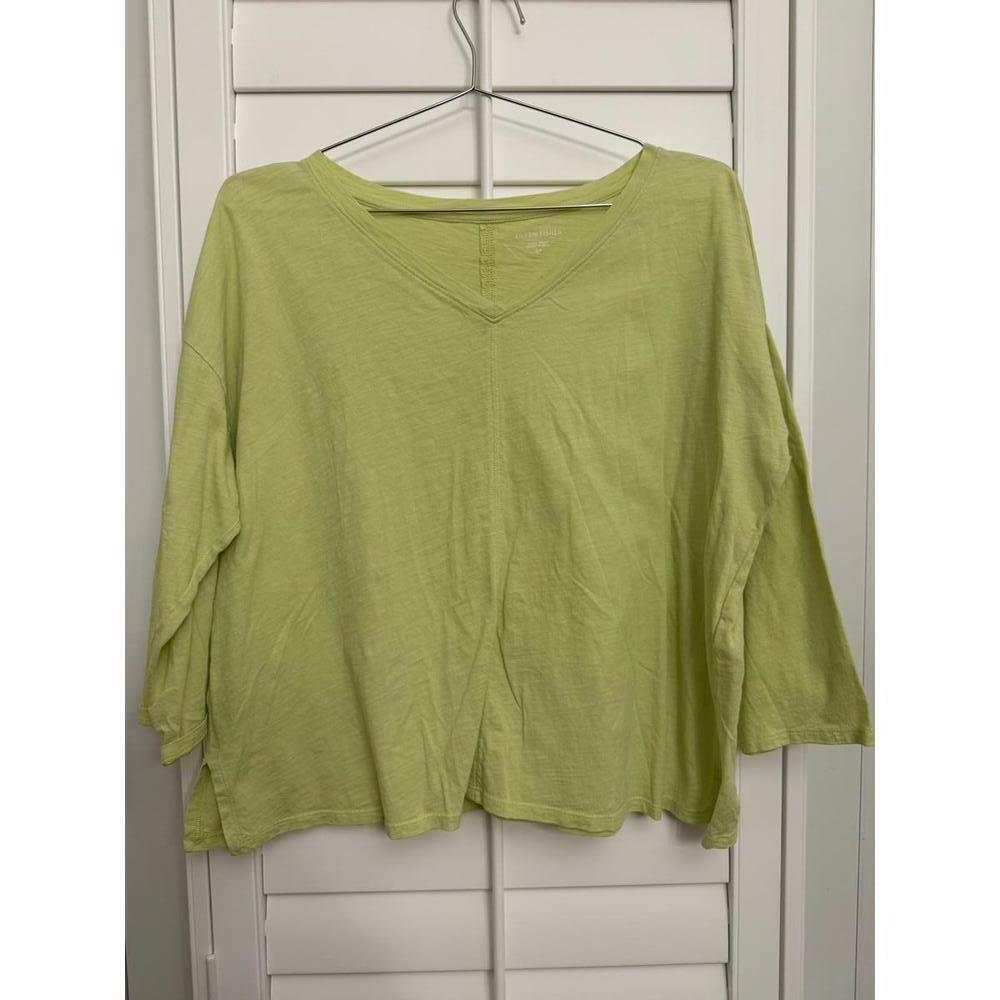 Eileen Fisher organic cotton slub jersey boxy topIn Honeydew size Small